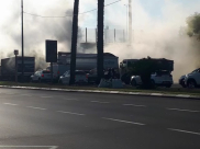  فيديو: احتراق شاحنة في مدخل يافا الشرقي وأزمة مرورية في المكان